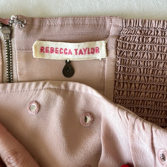 REBECCA TAYLOR SIZE 0 blush pink strapless mini dress w mirrored polka dots - Picture 5 of 5